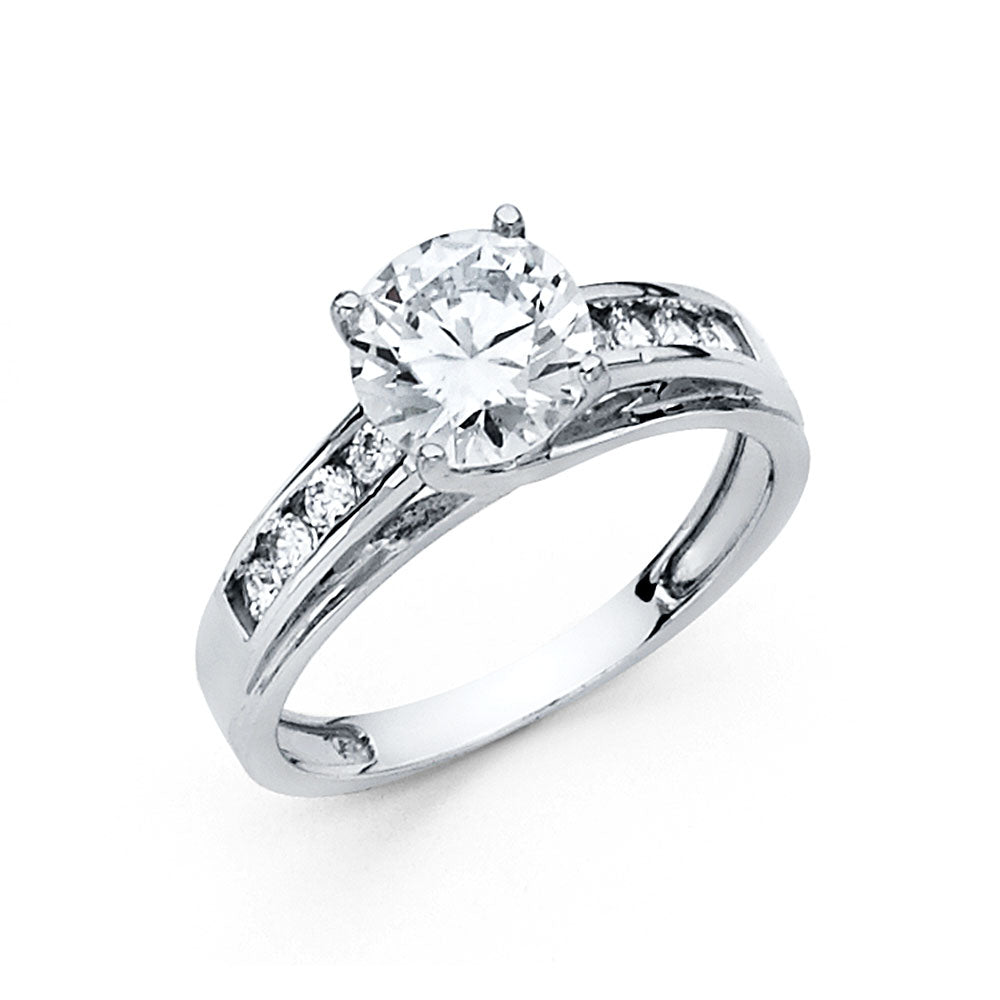 14K White Gold CZ Engagement Ring