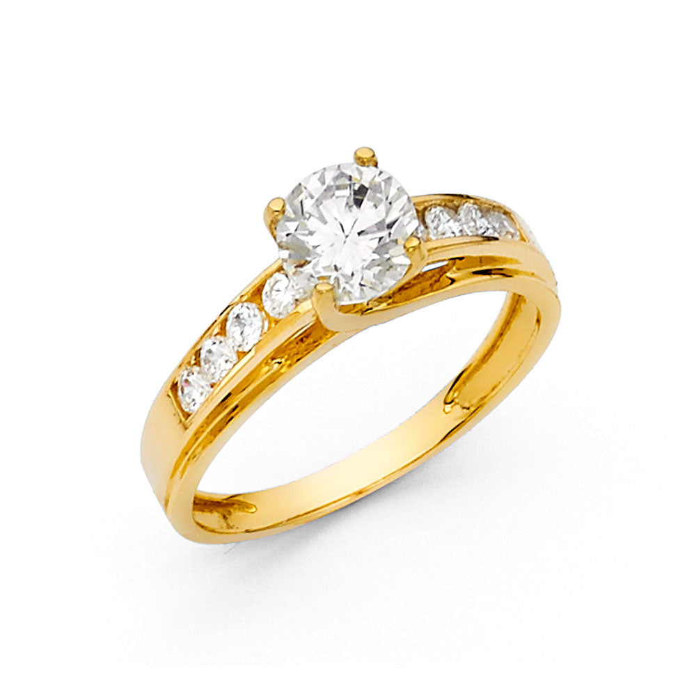 14K Yellow Gold CZ Engagement Ring