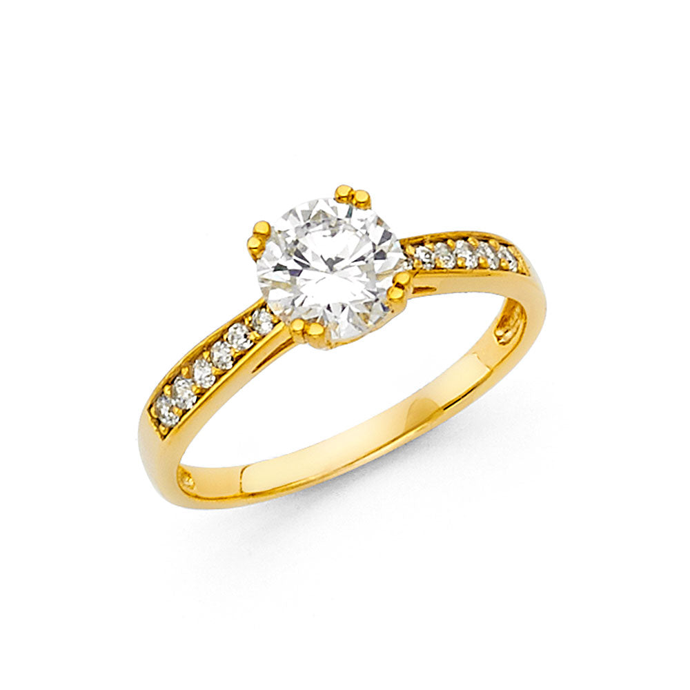 14K Yellow Gold CZ Engagement Ring