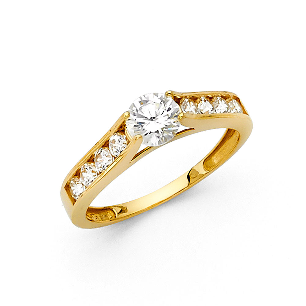 14K Yellow Gold CZ Engagement Ring