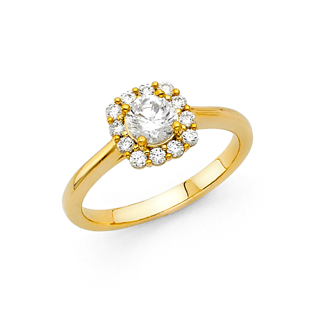 14K Yellow Gold CZ Engagement Ring