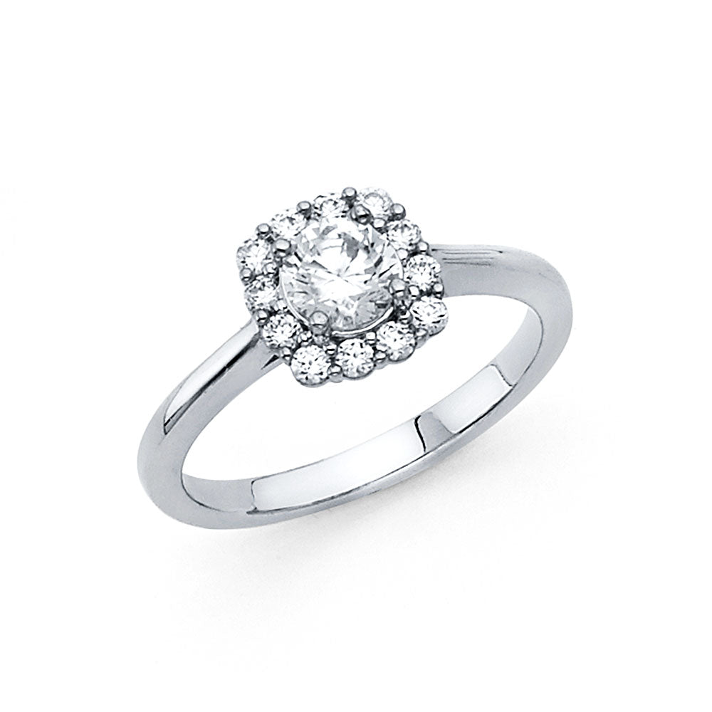 14K White Gold CZ Engagement Ring