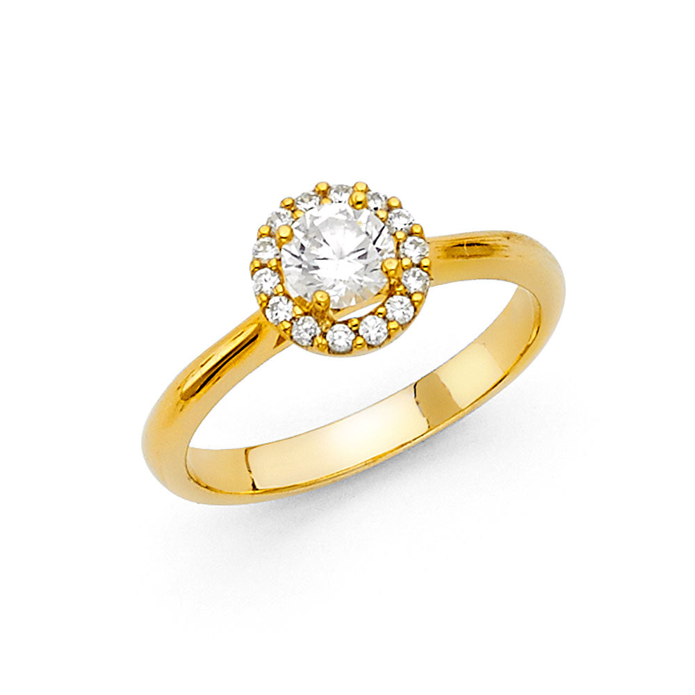 14K Yellow Gold CZ Engagement Ring