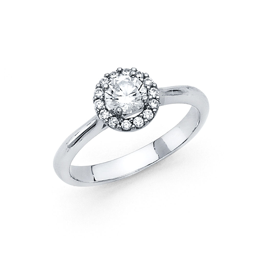 14K White Gold CZ Engagement Ring