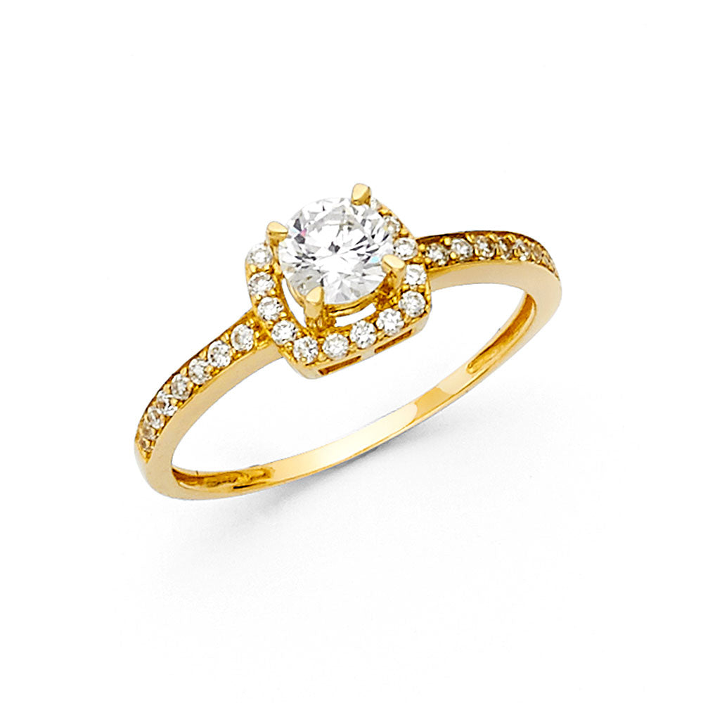 14K Yellow Gold CZ Engagement Ring