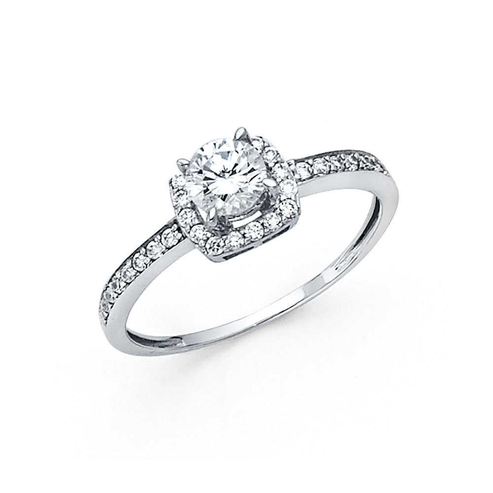 14K White Gold CZ Engagement Ring