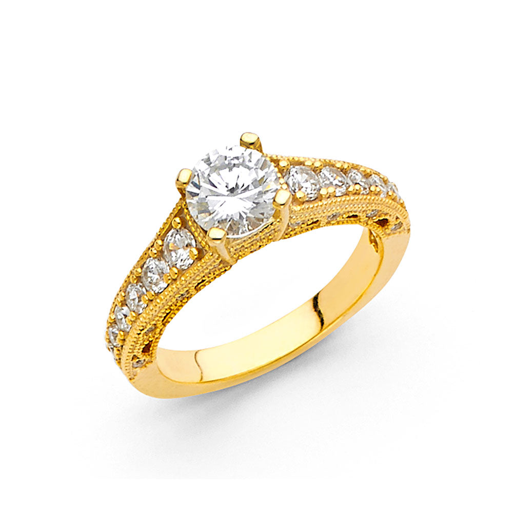 14K Yellow Gold CZ Engagement Ring