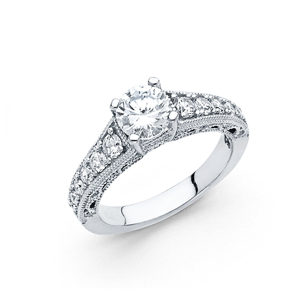 14K White Gold CZ Engagement Ring