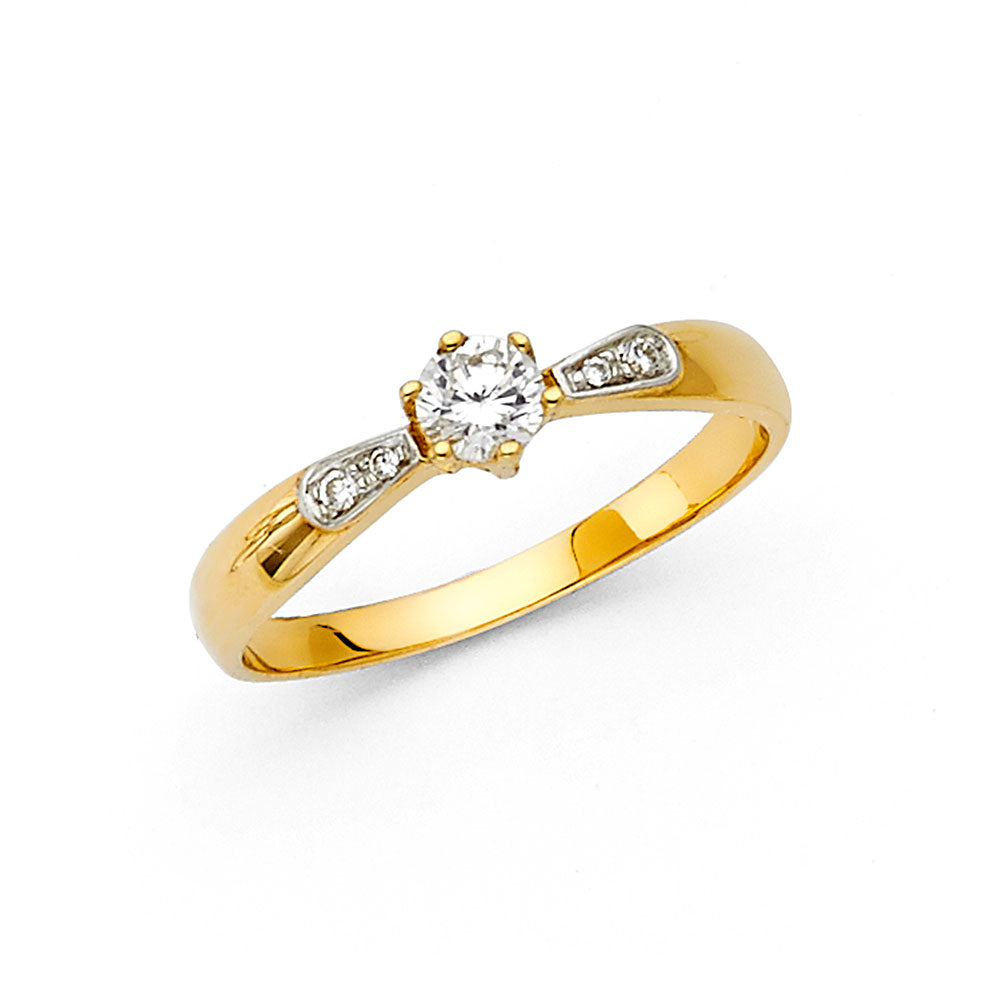 14K Yellow Gold CZ Engagement Ring