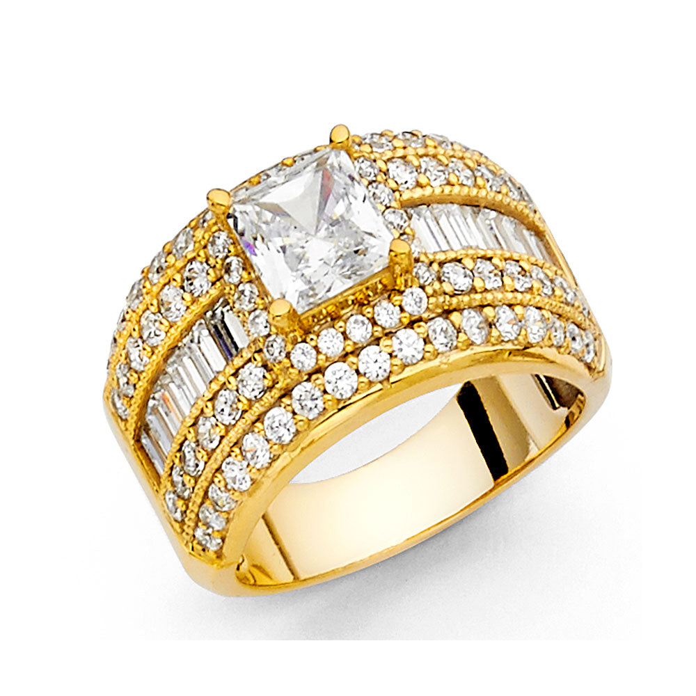 14K Yellow Gold CZ Engagement Ring