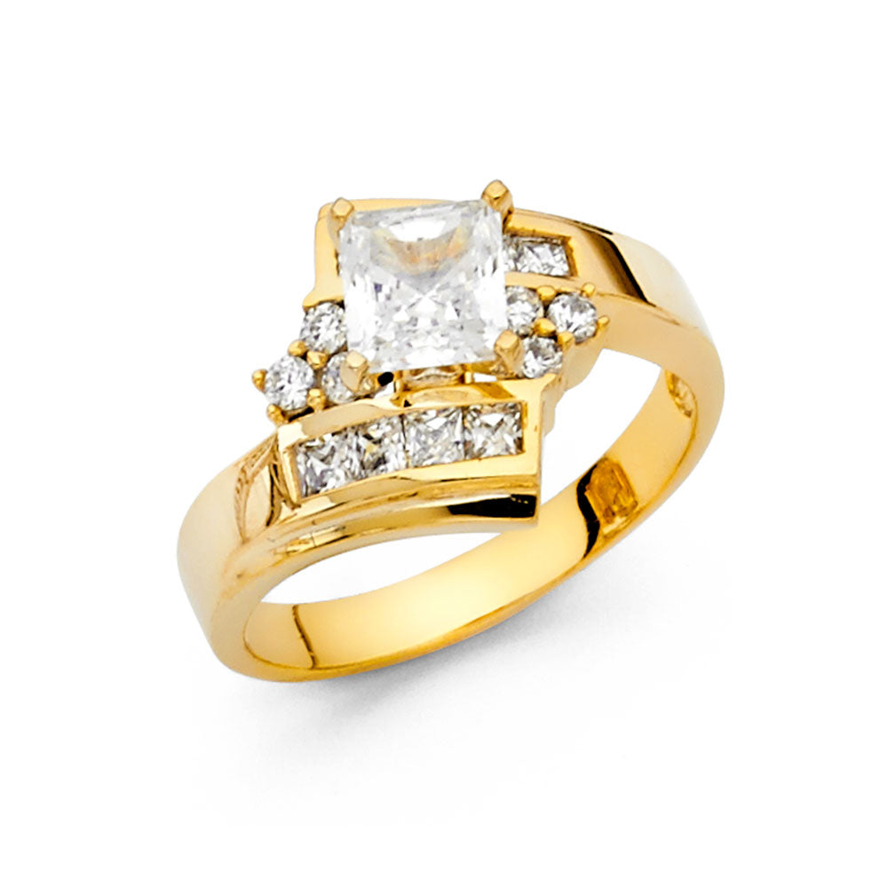 14K Yellow Gold CZ Engagement Ring