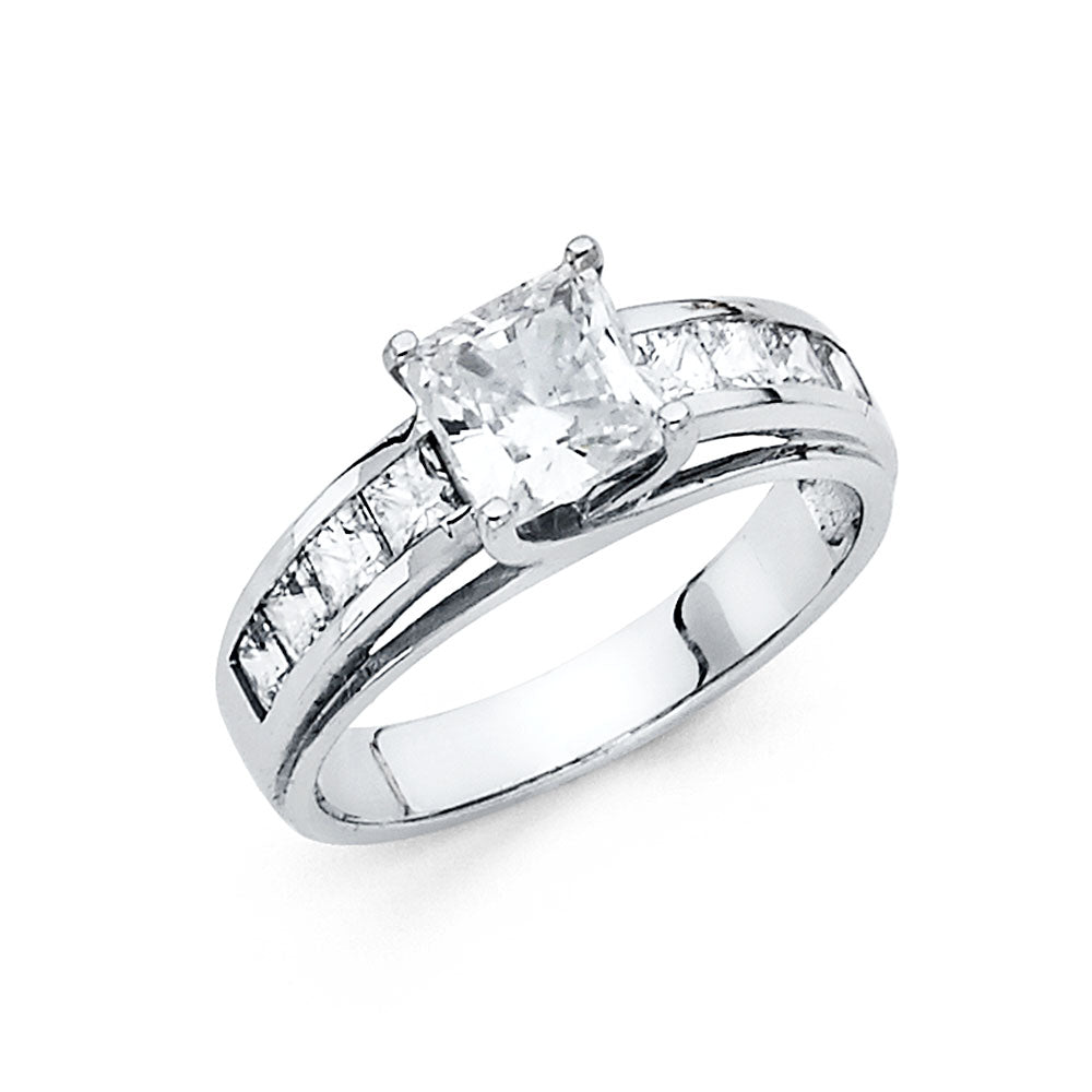 14K White Gold CZ Engagement Ring