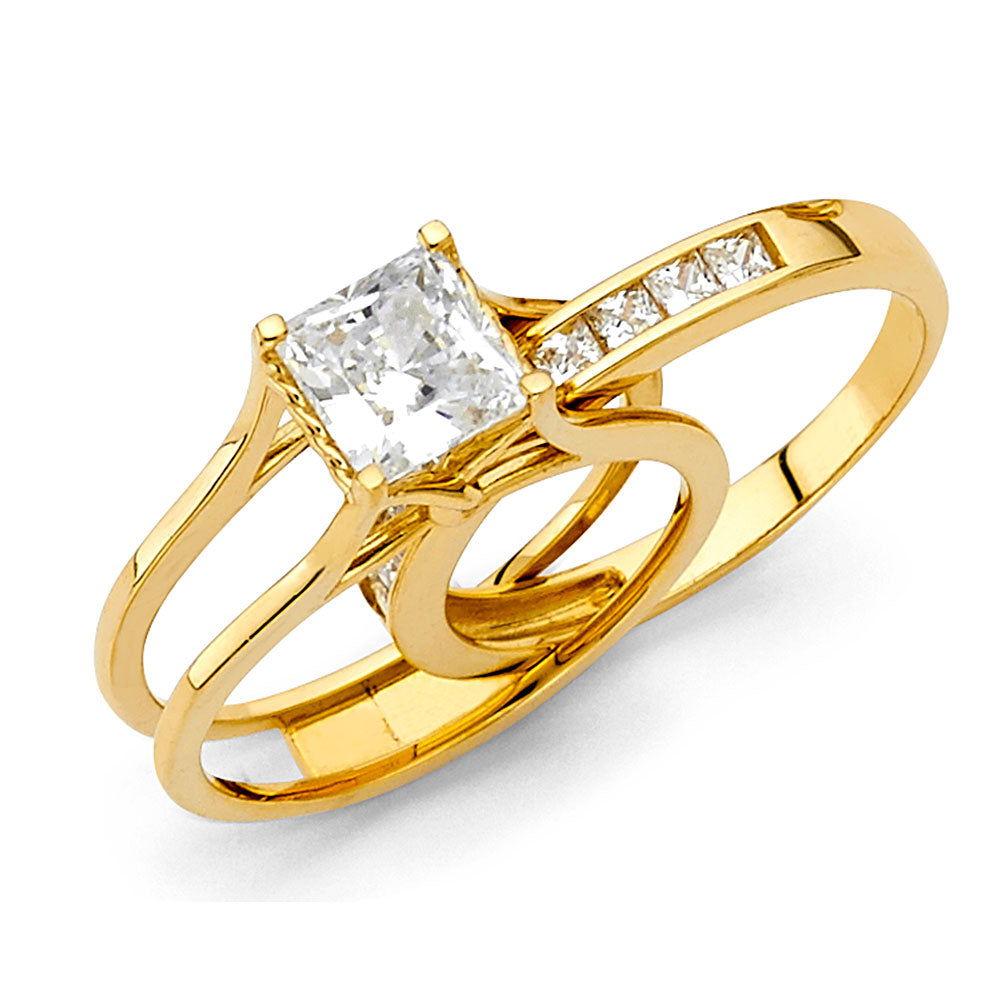 14K Yellow Gold CZ Engagement Ring