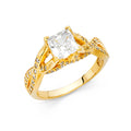 14K Yellow Gold CZ Engagement Ring