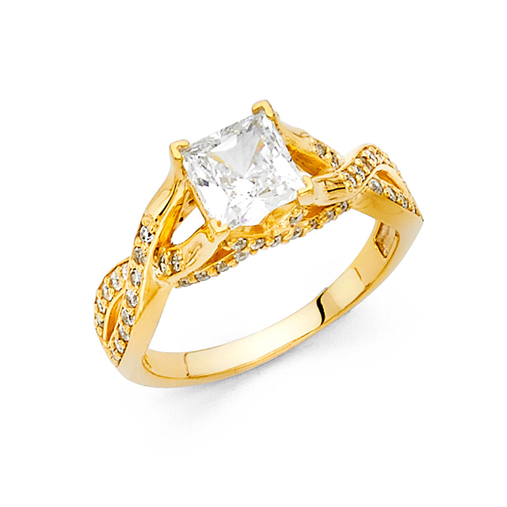 14K Yellow Gold CZ Engagement Ring