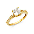 14K Yellow Gold CZ Engagement Ring