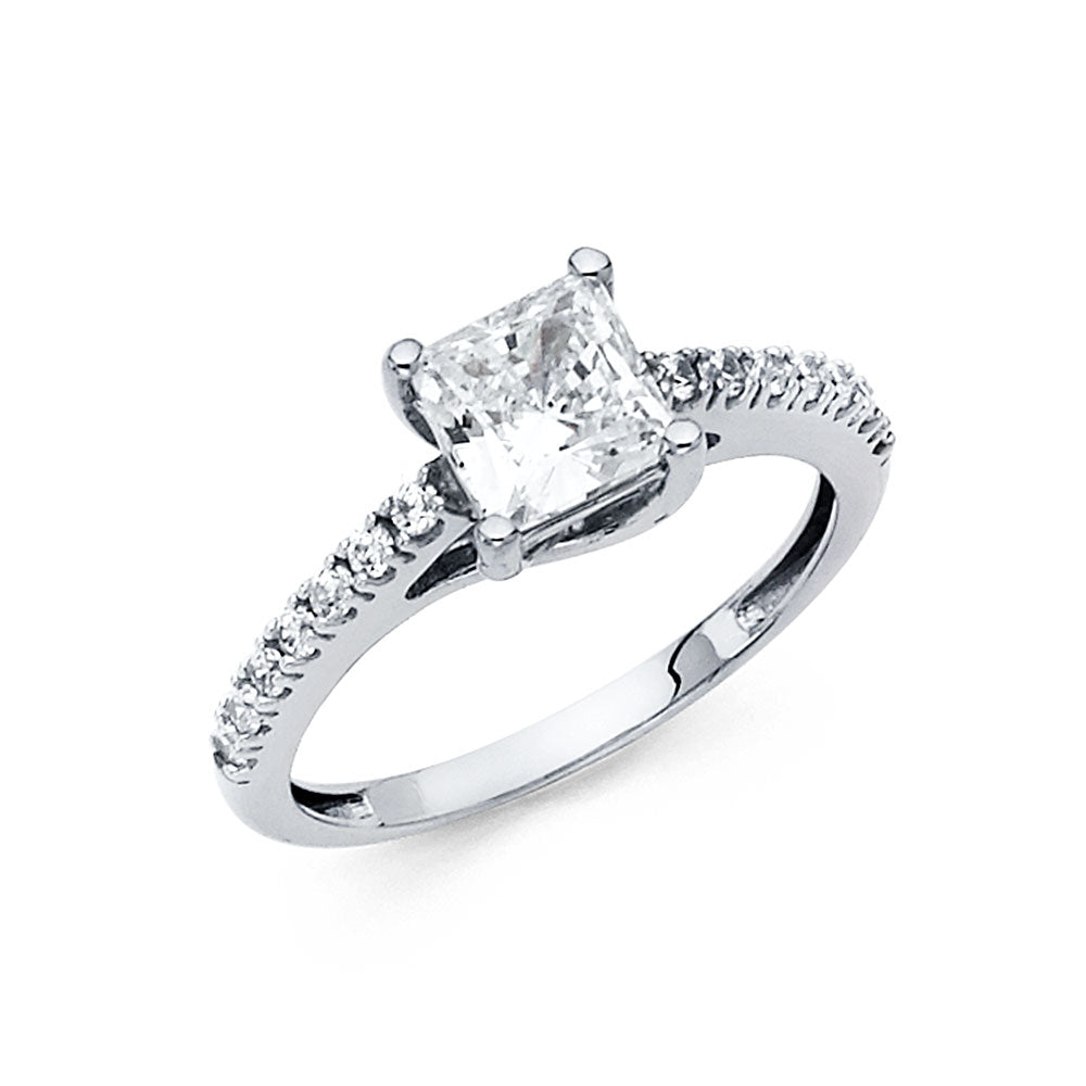 14K White Gold CZ Engagement Ring