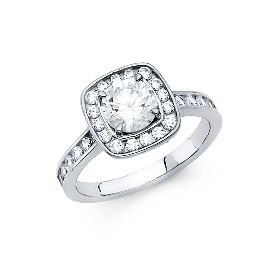 14K White Gold CZ Engagement Ring