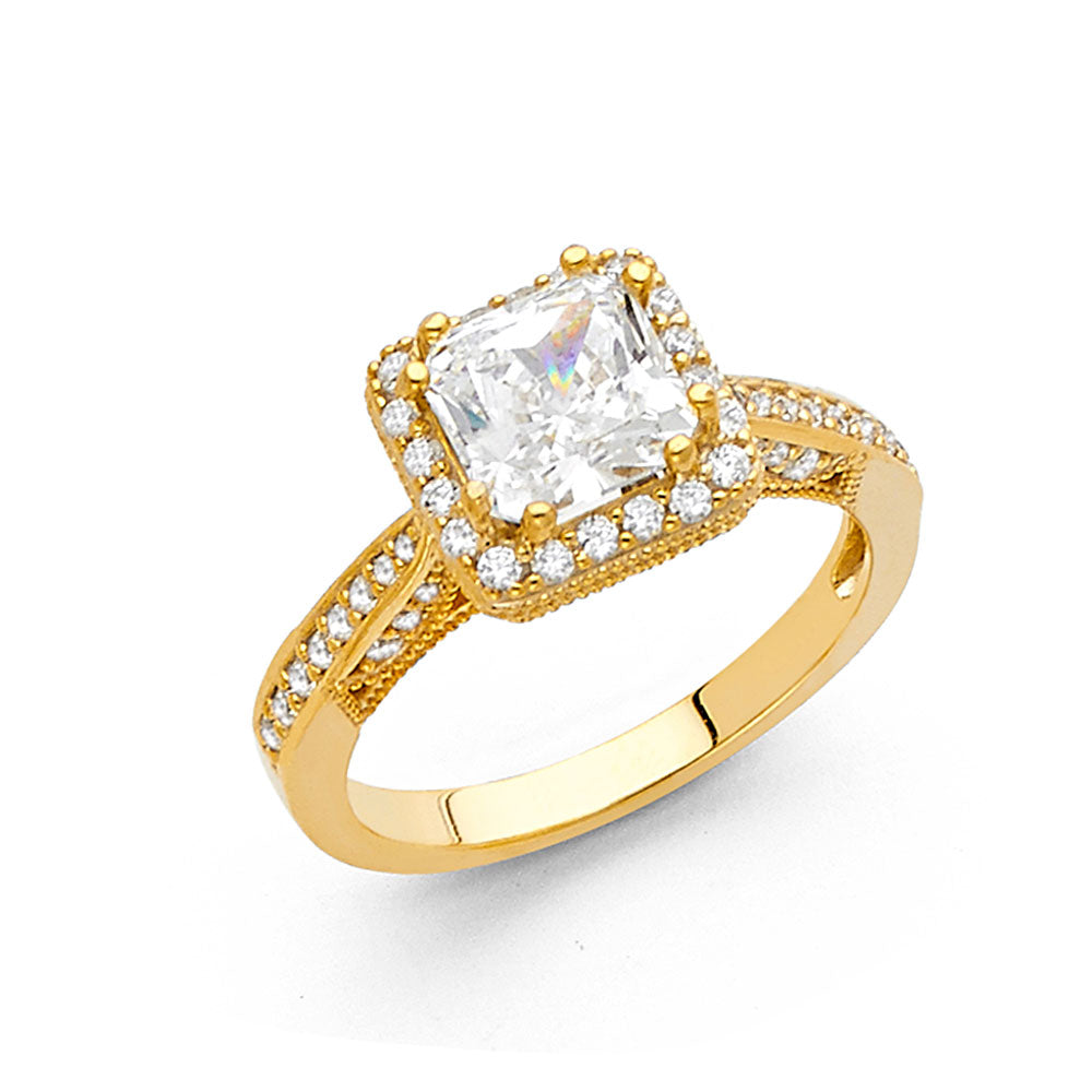 14K Yellow Gold CZ Engagement Ring