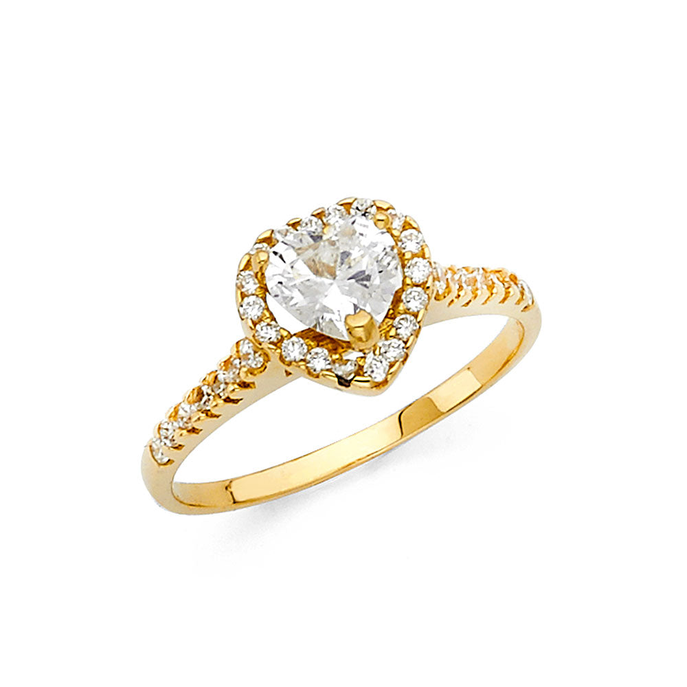 14K Yellow Gold CZ Engagement Ring