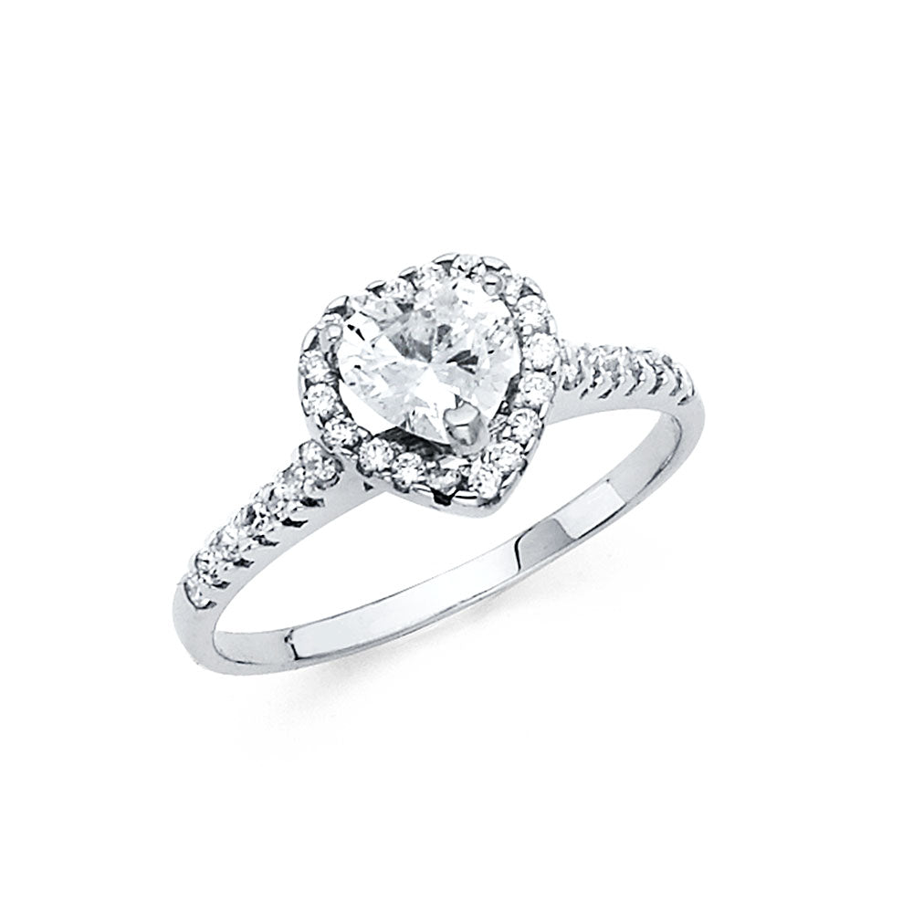 14K White Gold CZ Engagement Ring