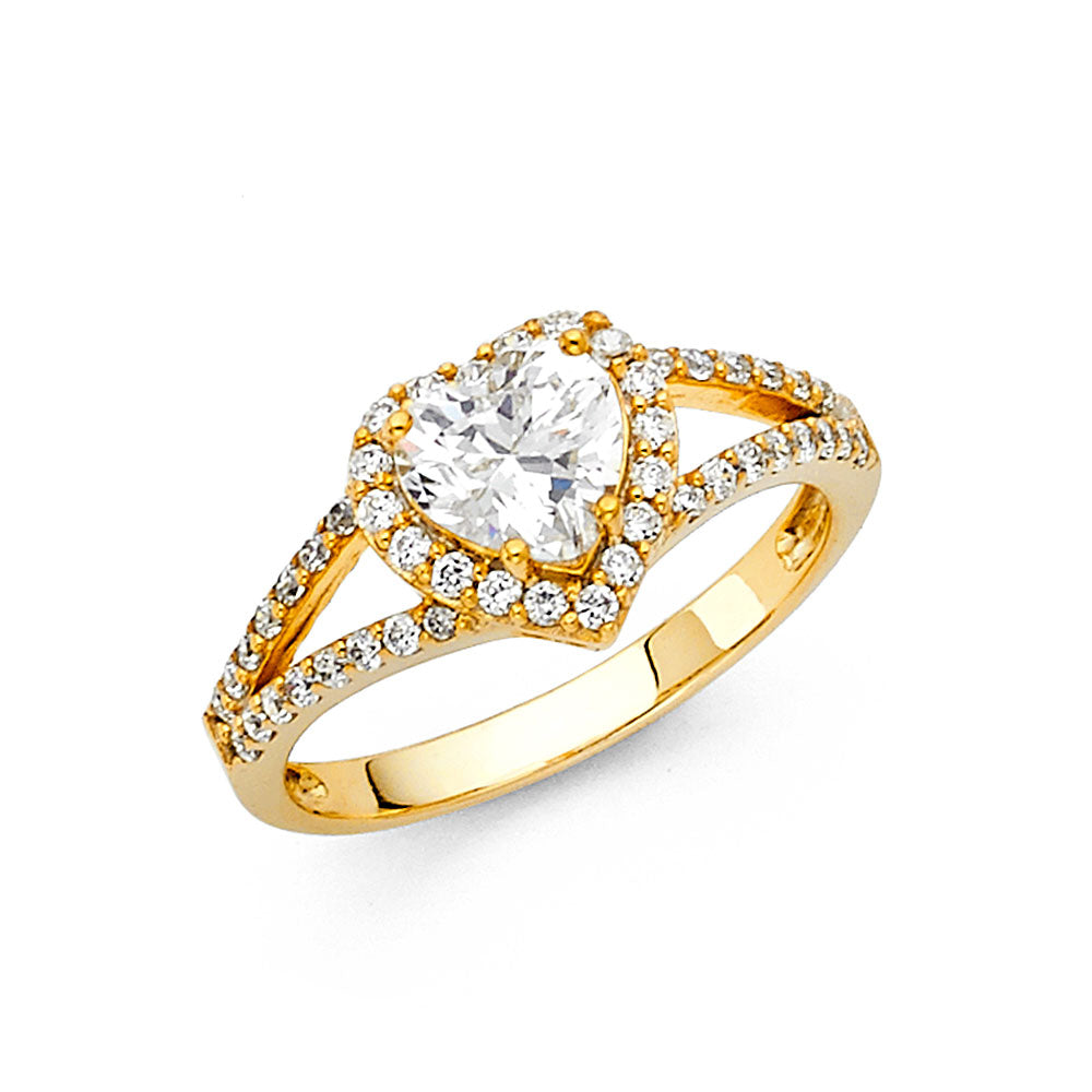 14K Yellow Gold CZ Engagement Ring