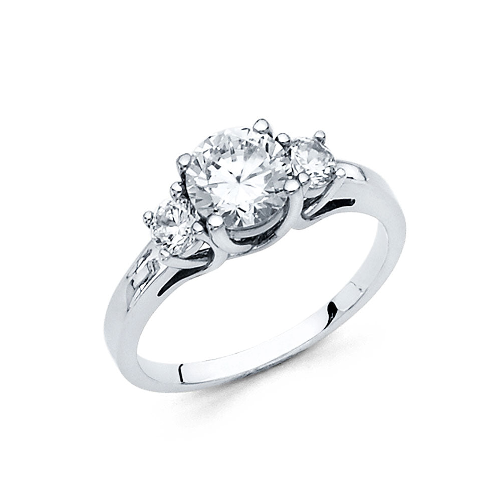 14K White Gold CZ Engagement Ring