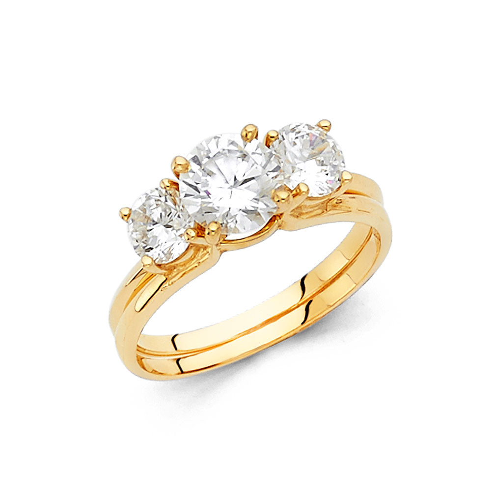 14K Yellow Gold CZ Duo Set
