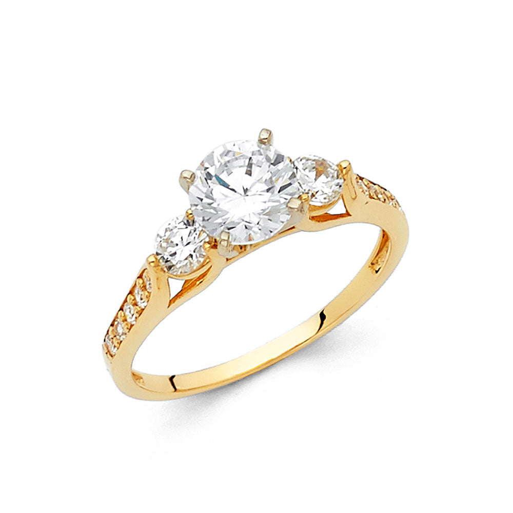 14K Yellow Gold CZ Engagement Ring
