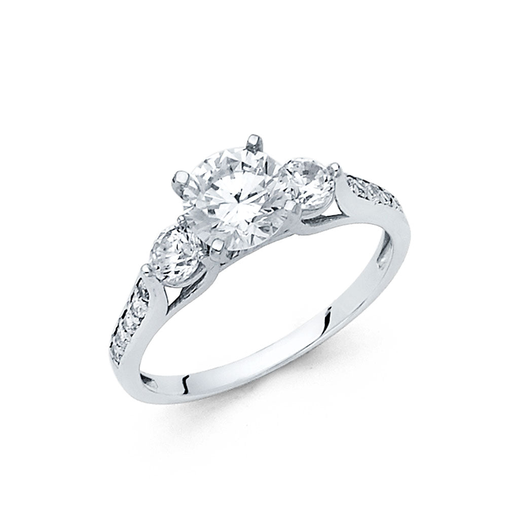 14K White Gold CZ Engagement Ring