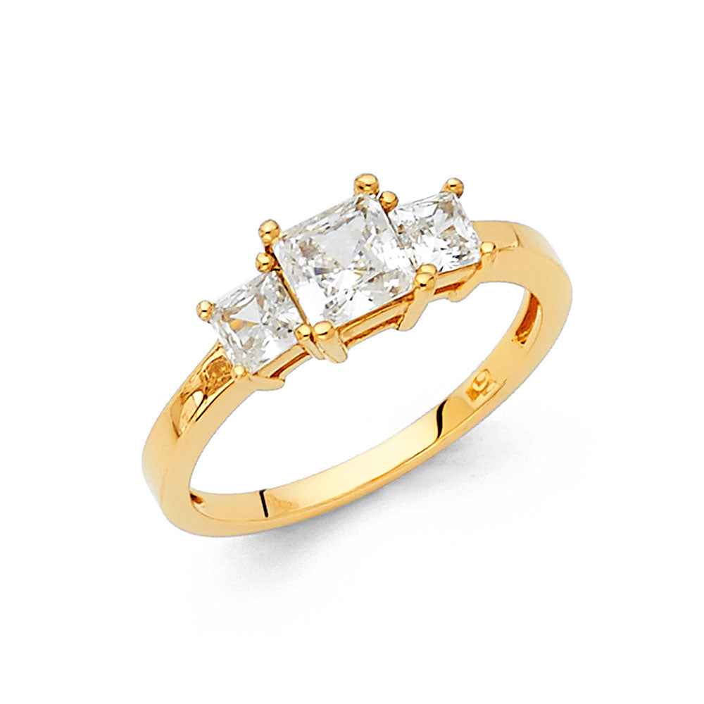 14K Yellow Gold CZ Princess Engagement Ring