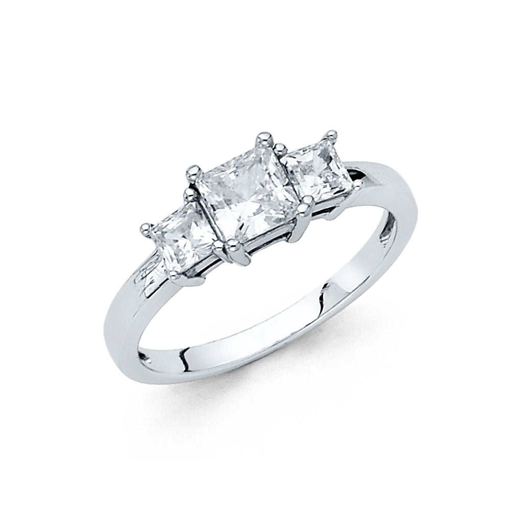 14K White Gold CZ Princess Engagement Ring