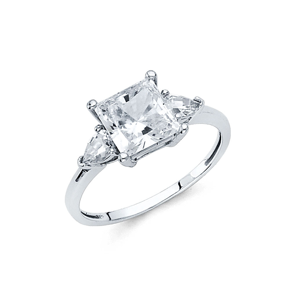 14K White Gold CZ Princess Engagement Ring