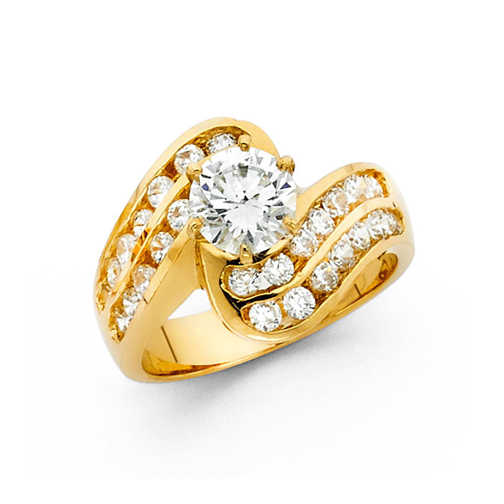14K Yellow Gold CZ Engagement Ring