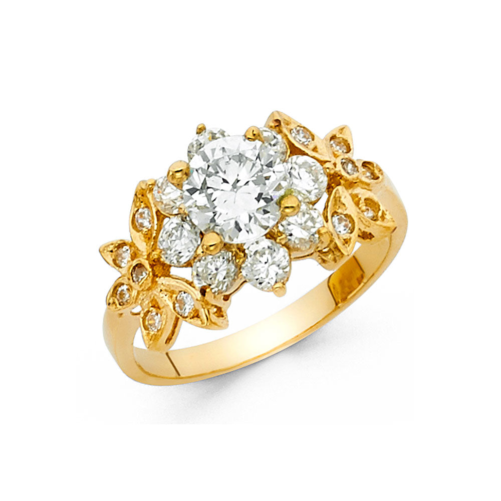 14K Yellow Gold CZ Engagement Ring