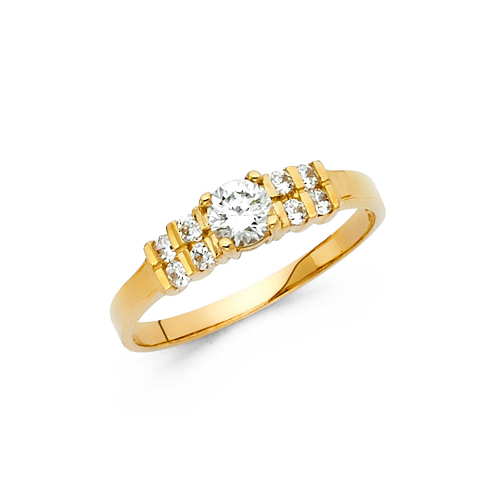 14K Yellow Gold CZ Engagement Ring