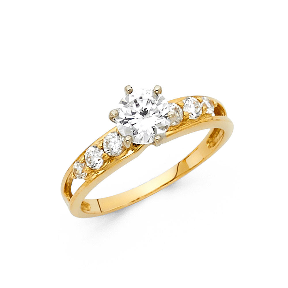 14K Yellow Gold CZ Engagement Ring