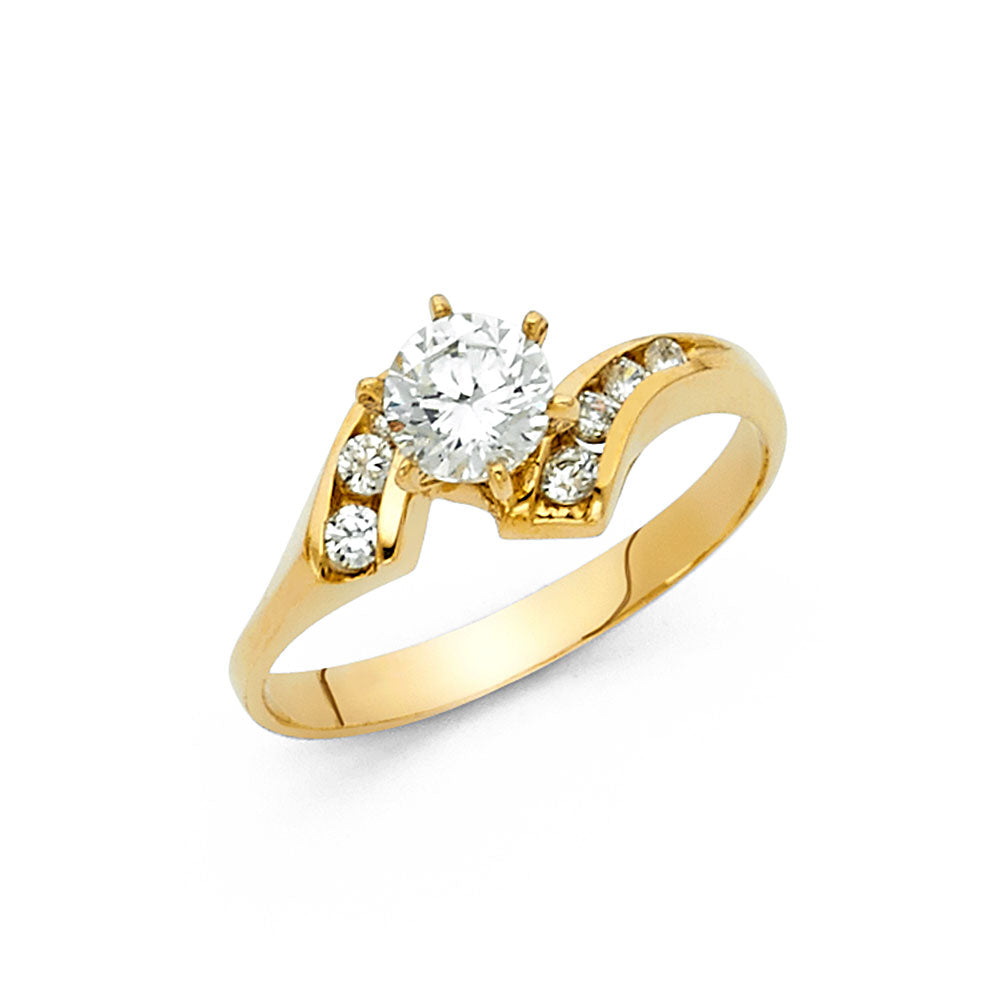 14K Yellow Gold CZ Engagement Ring