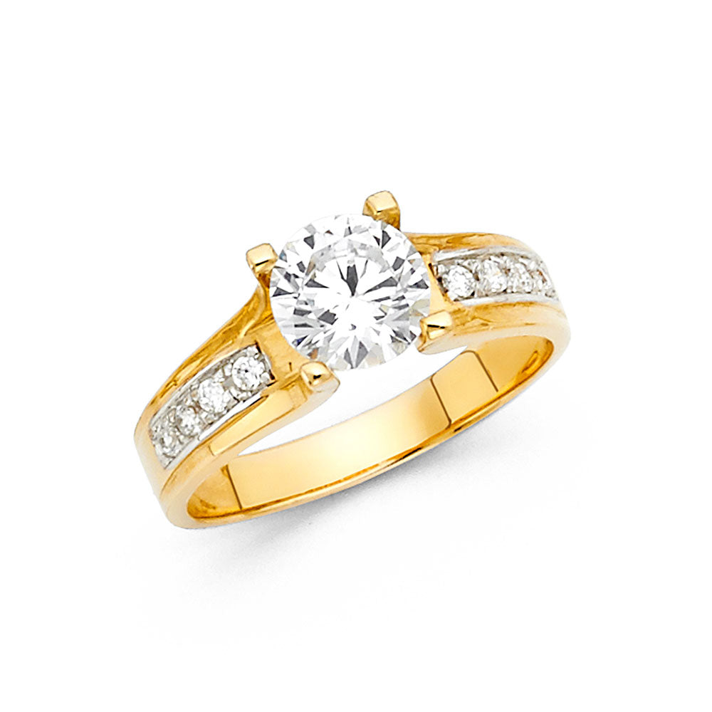 14K Yellow Gold CZ Engagement Ring