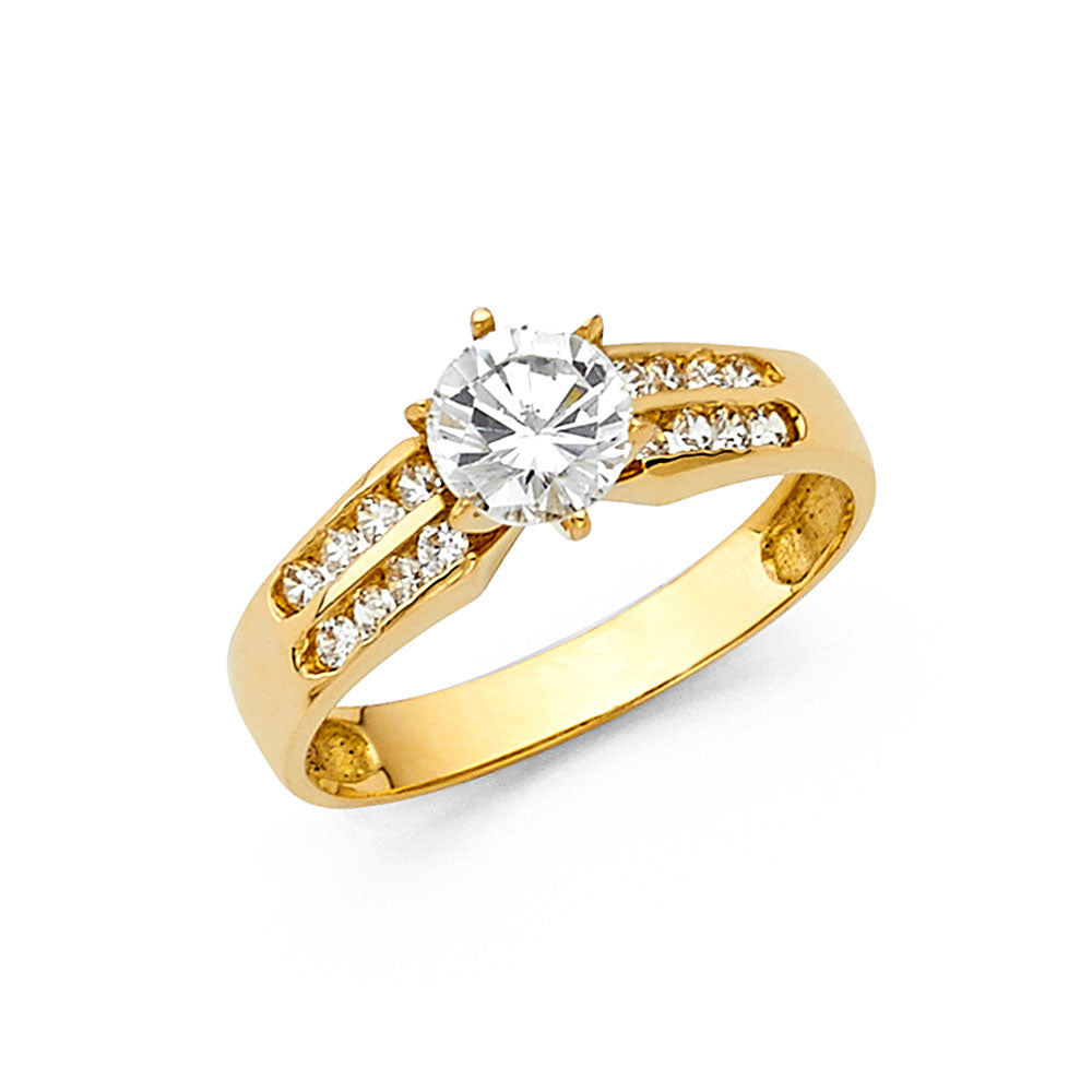 14K Yellow Gold CZ Engagement Ring