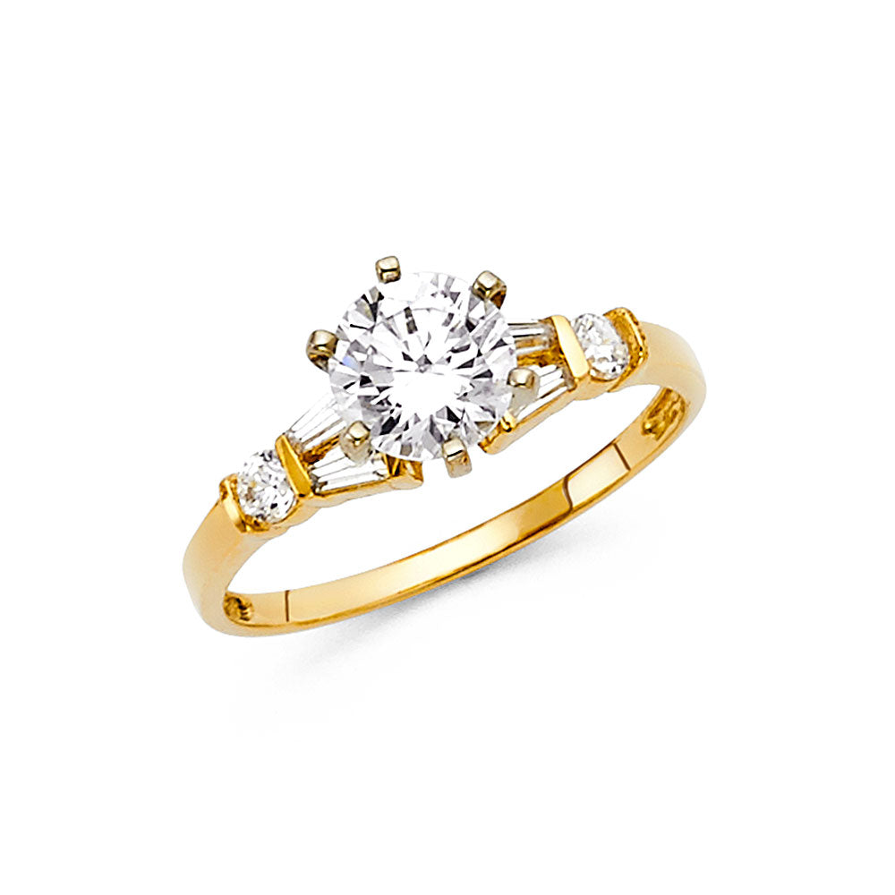 14K Yellow Gold CZ Engagement Ring
