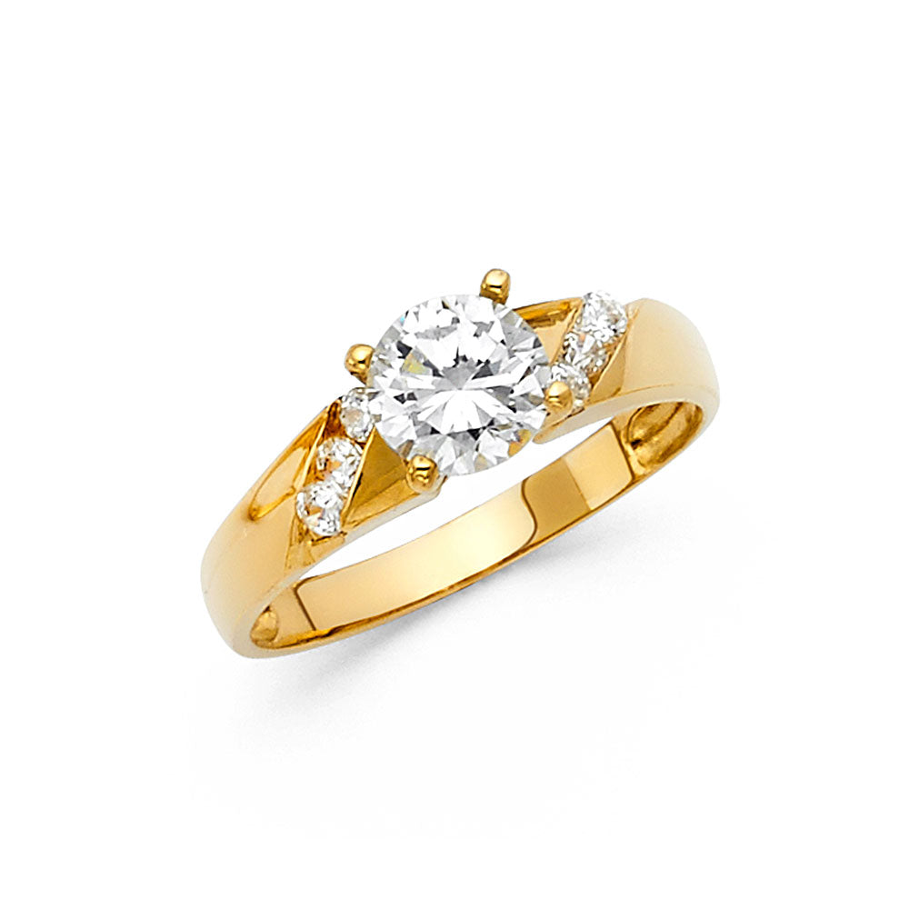 14K Yellow Gold CZ Engagement Ring