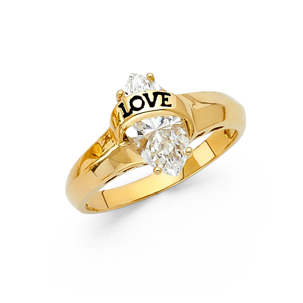 14K Yellow Gold CZ Engagement Ring