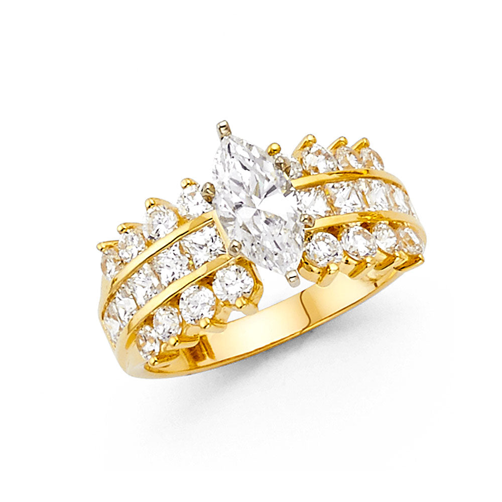 14K Yellow Gold CZ Engagement Ring