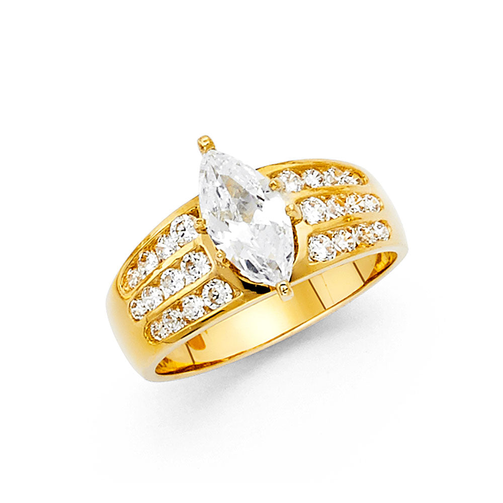 14K Yellow Gold CZ Engagement Ring