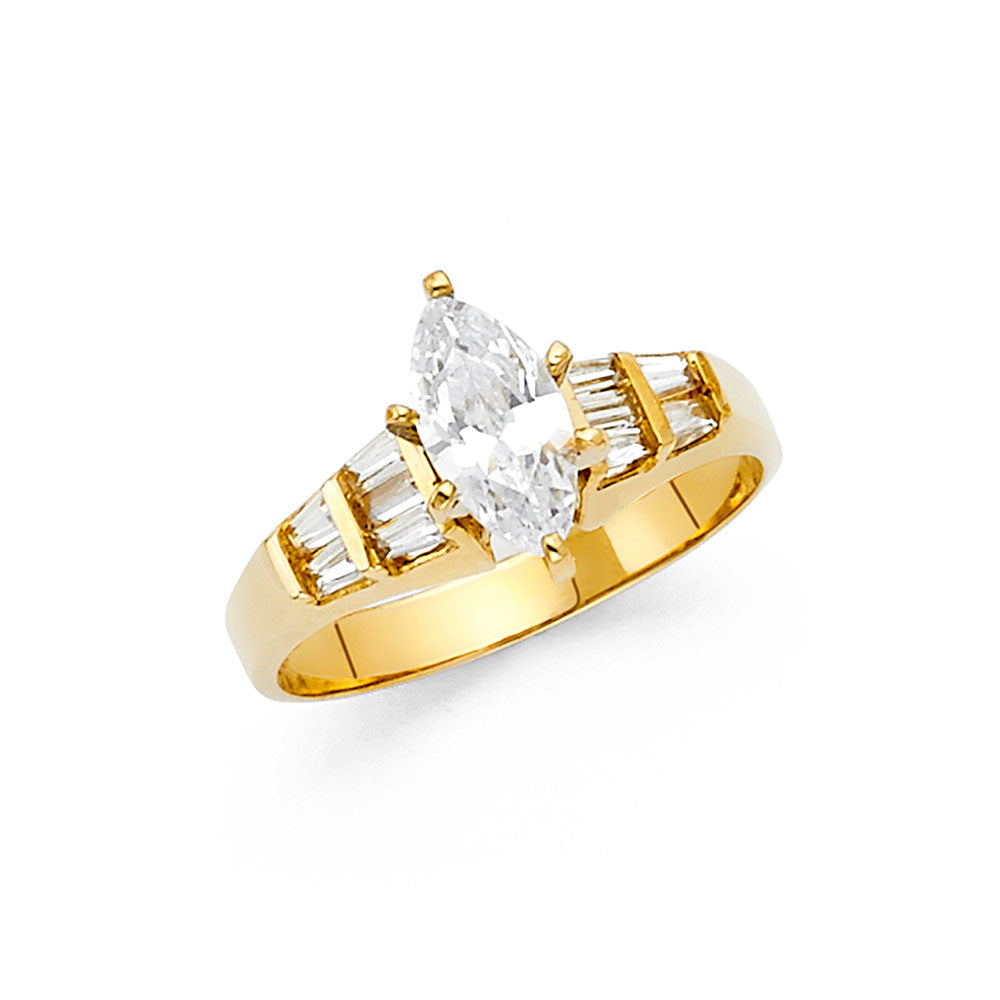 14K Yellow Gold CZ Engagement Ring
