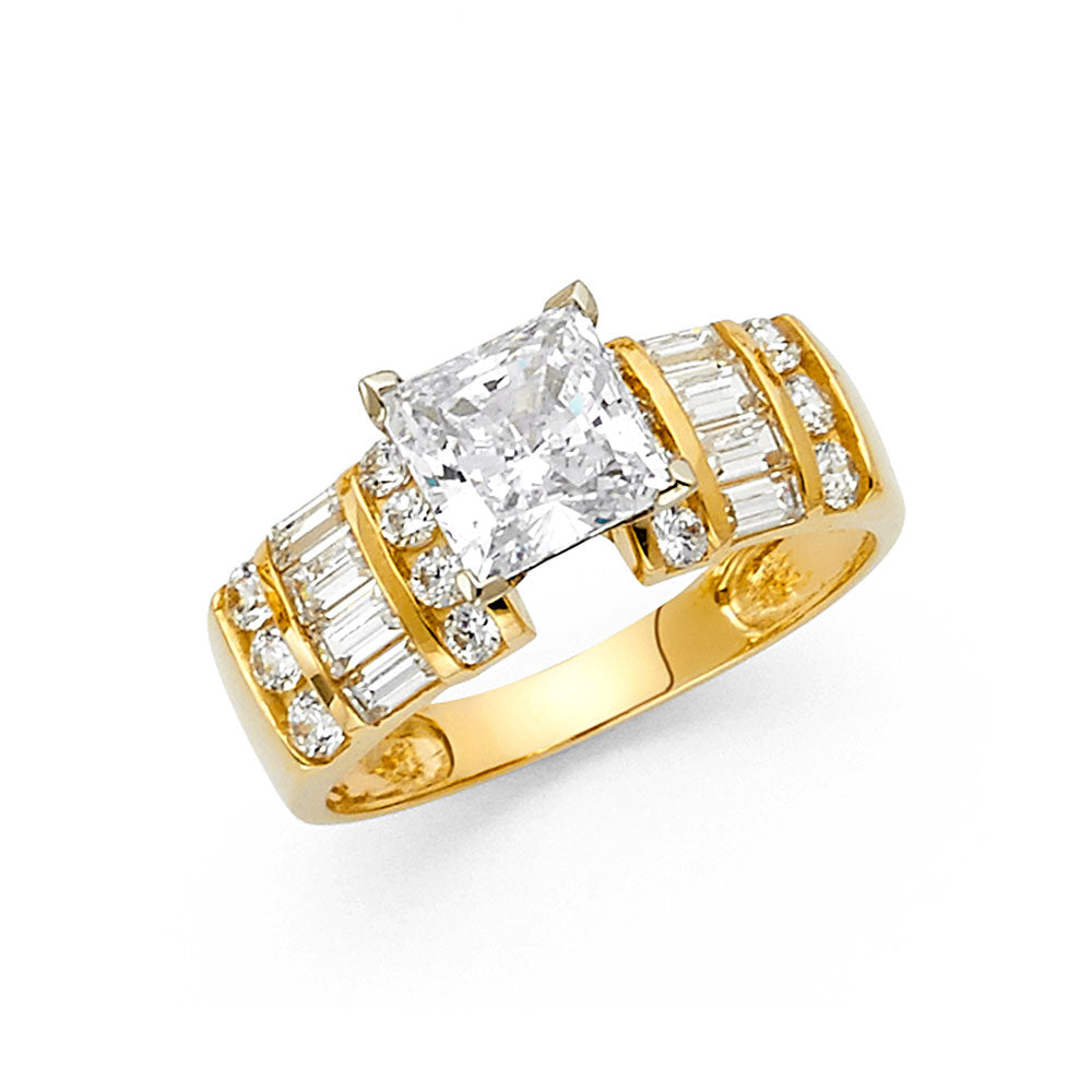 14K Yellow Gold CZ Engagement Ring