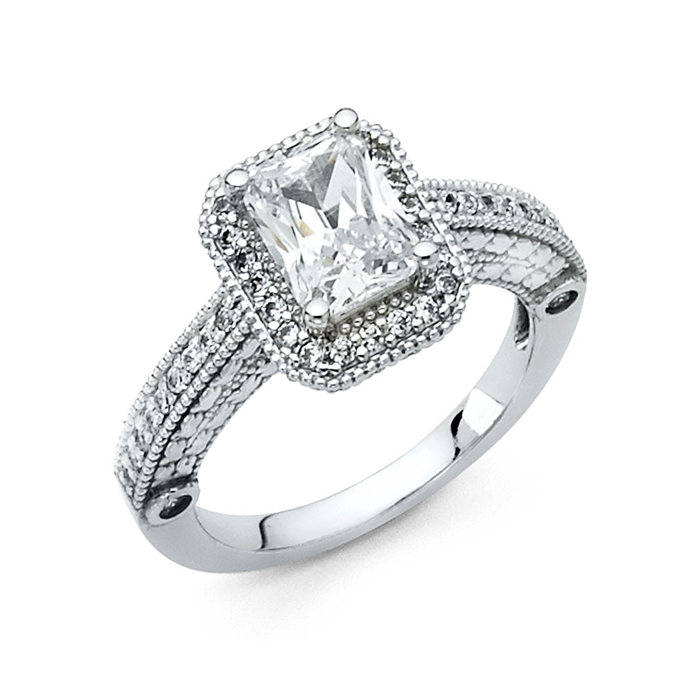 14K White Gold CZ Engagement Ring