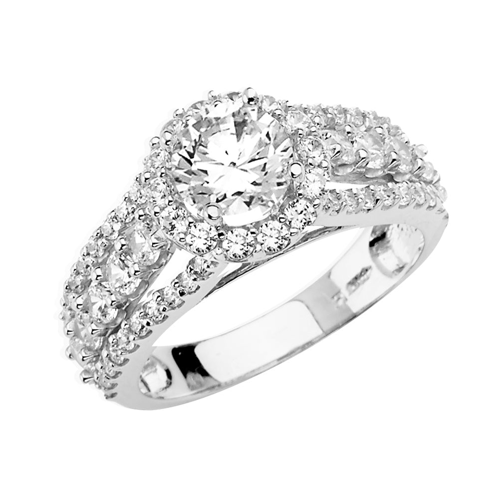 14K White Gold CZ Engagement Ring