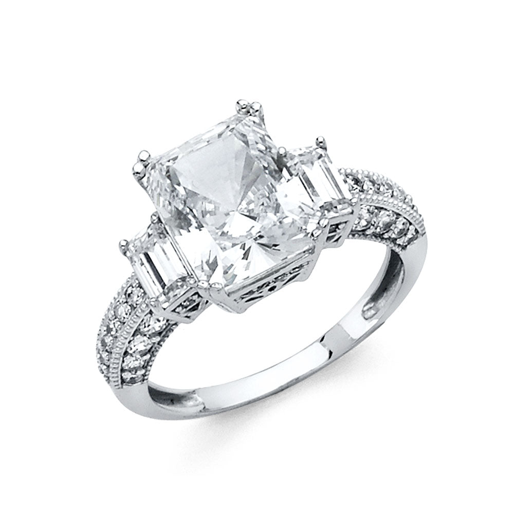 14K White Gold CZ Engagement Ring